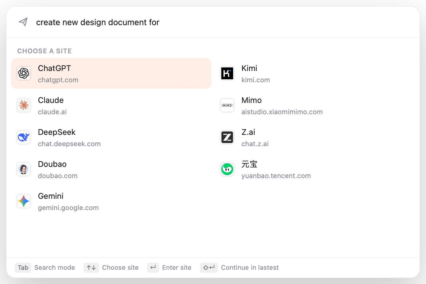 Quick access ask mode