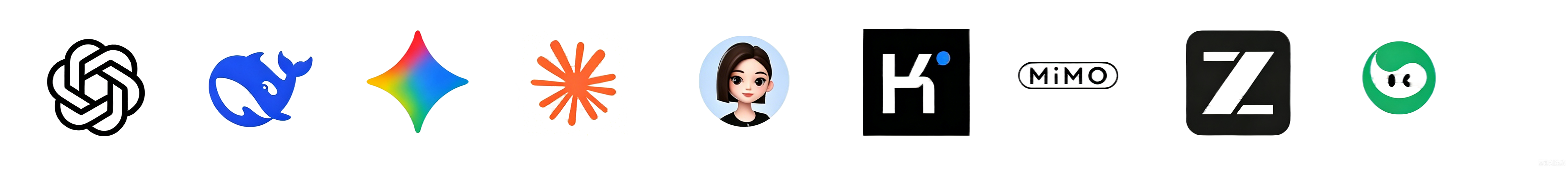 A horizontal showcase of AI site icons