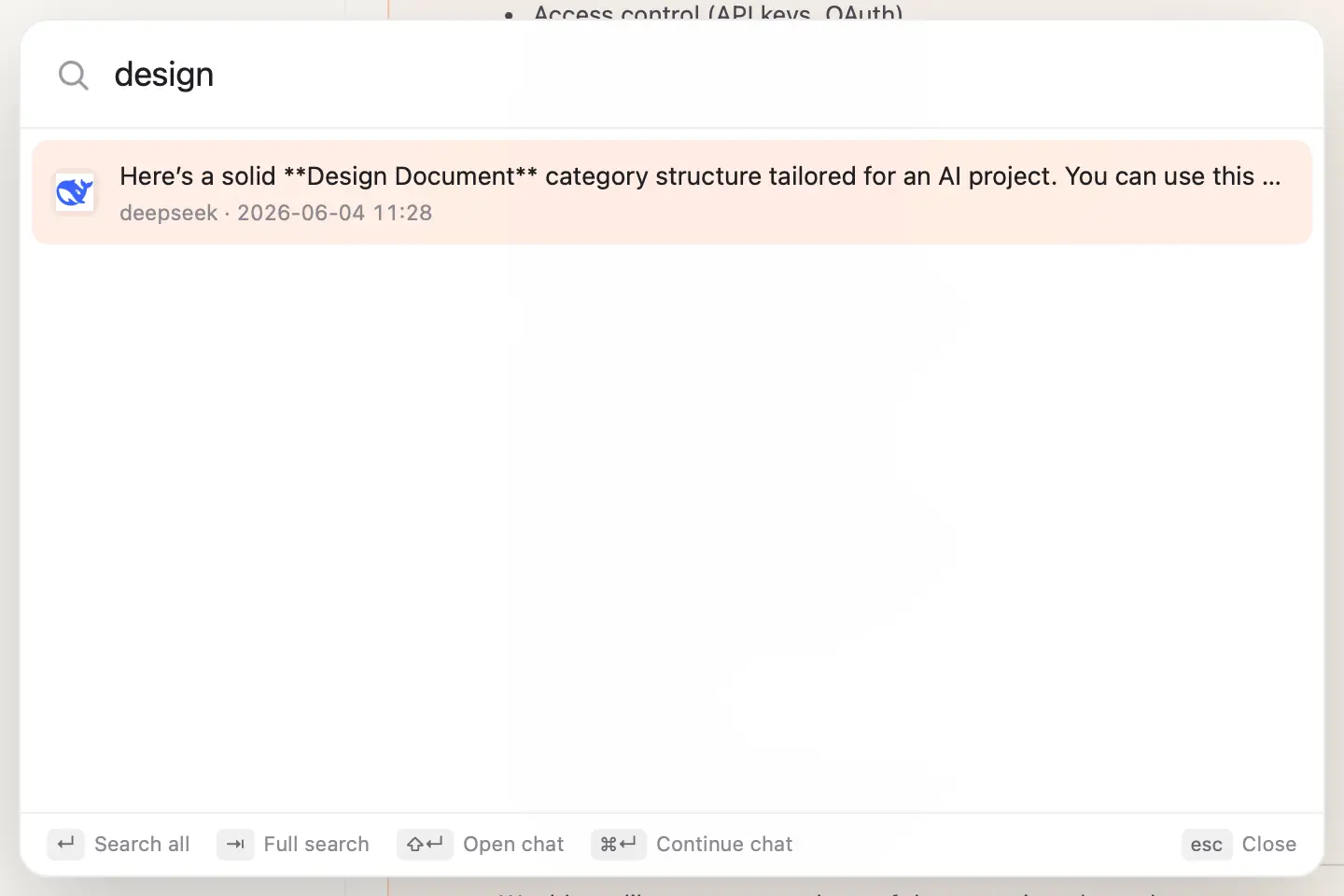 Spotlight-style quick access